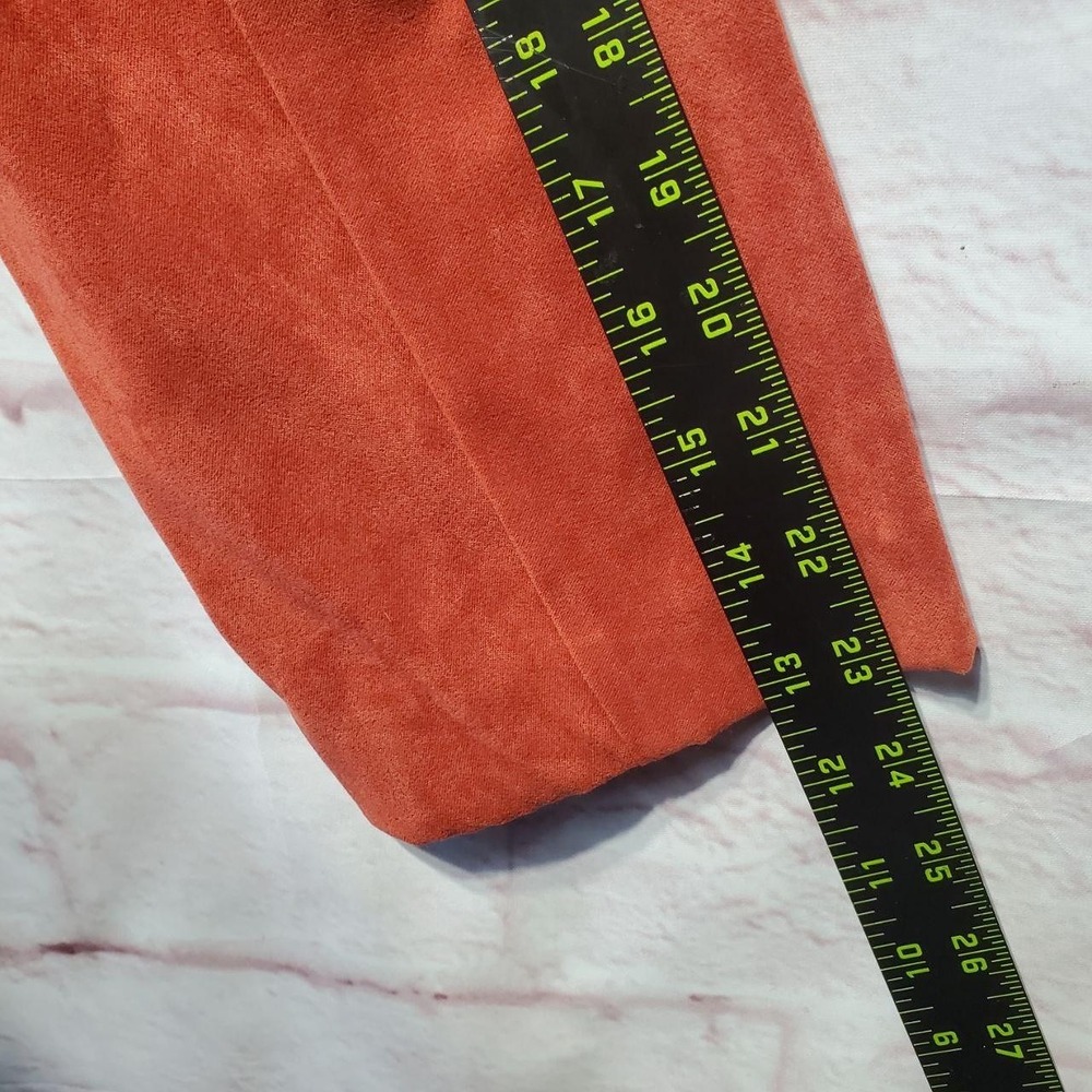 Cato Woman Jacket Womens 16W Orange‎ Ruffle Front Velvety Faux Suede Blazer - Picture 9 of 12